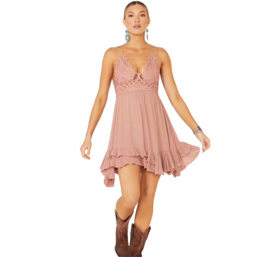 NWT Free People Women's Adella Mauve Boho Slip Dress Size Small - Picture 3 of 10